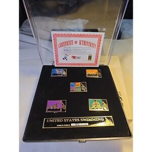 1996 Atlanta Olympic Games Collector's Pin Set - US Swimming 5‎ Pin Set with COA